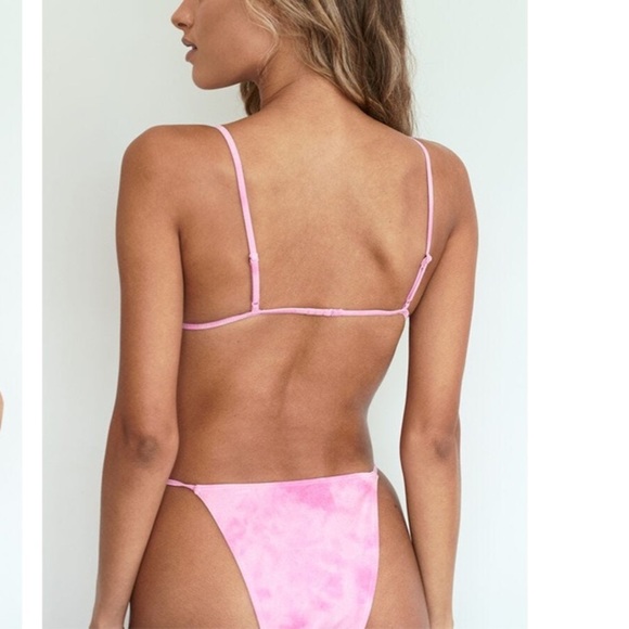 NWT KENDALL & KYLIE Pink Tie-dyed Barbados Lurex Triangle Bikini Top - Picture 3 of 15